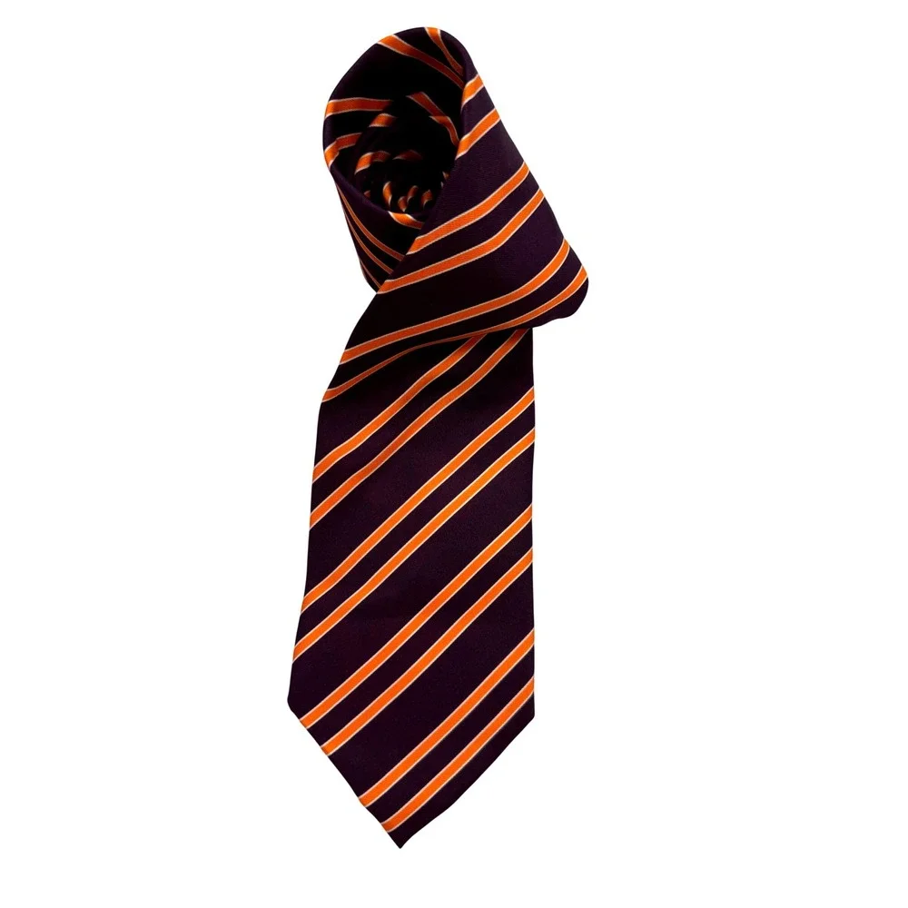 Daniel Dolce Silk Necktie OS Purple Orange Striped Excellent Italy Hand Made